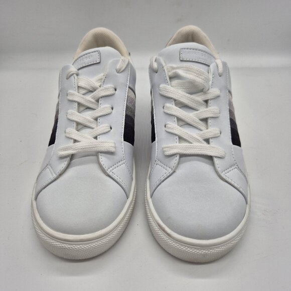 Kurt Geiger London Boy Sneakers Size 1 White Gray Black Stripes Leather (321) - Picture 2 of 8